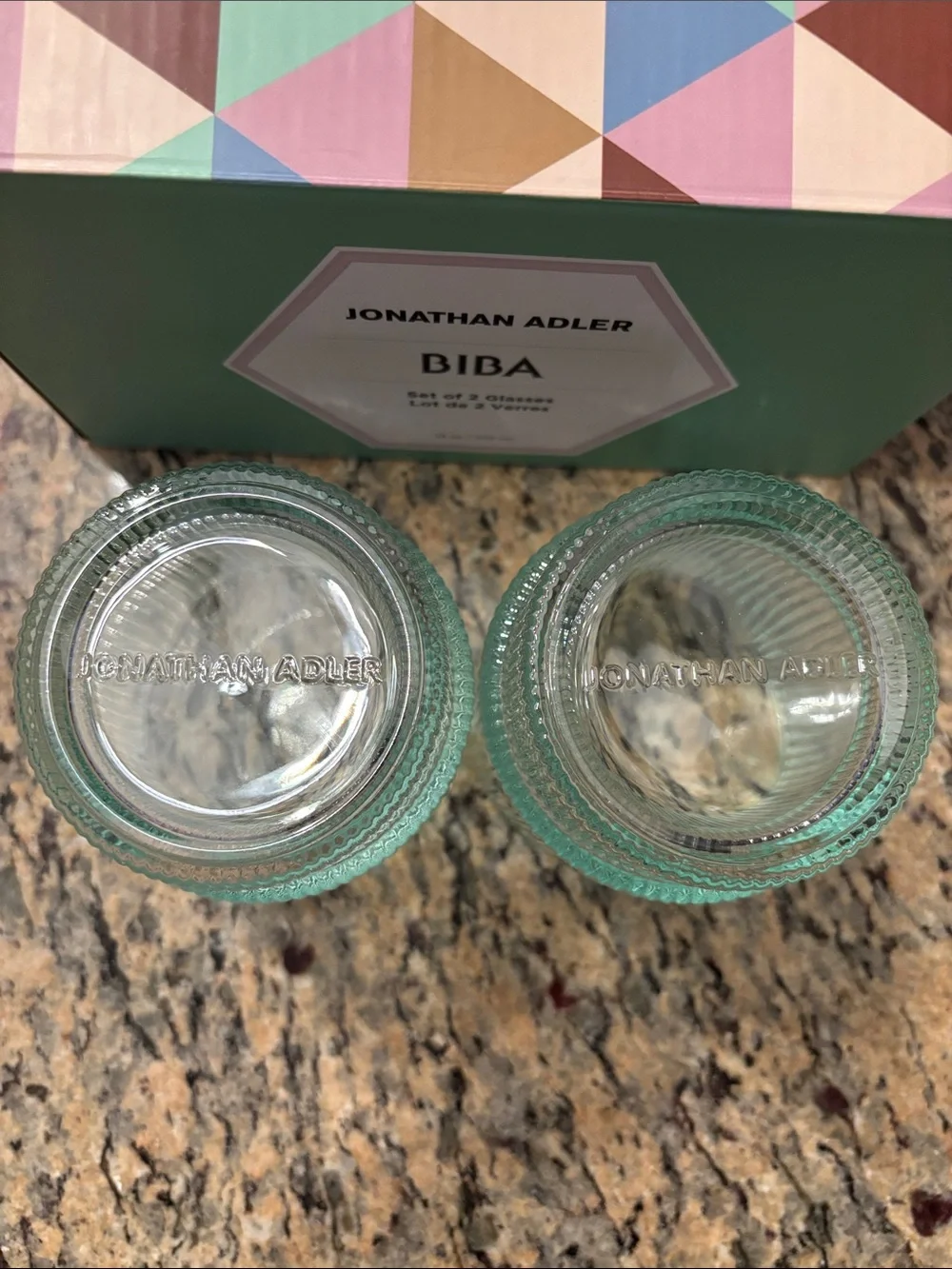 Jonathan Adler BIBA Ribbed Glasses - Set of 2 - NWT
